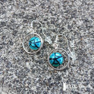 Boucles d'oreilles en émail sublimé de feuilles d'argent vert et turquoises. . - Les émaux Arédiens