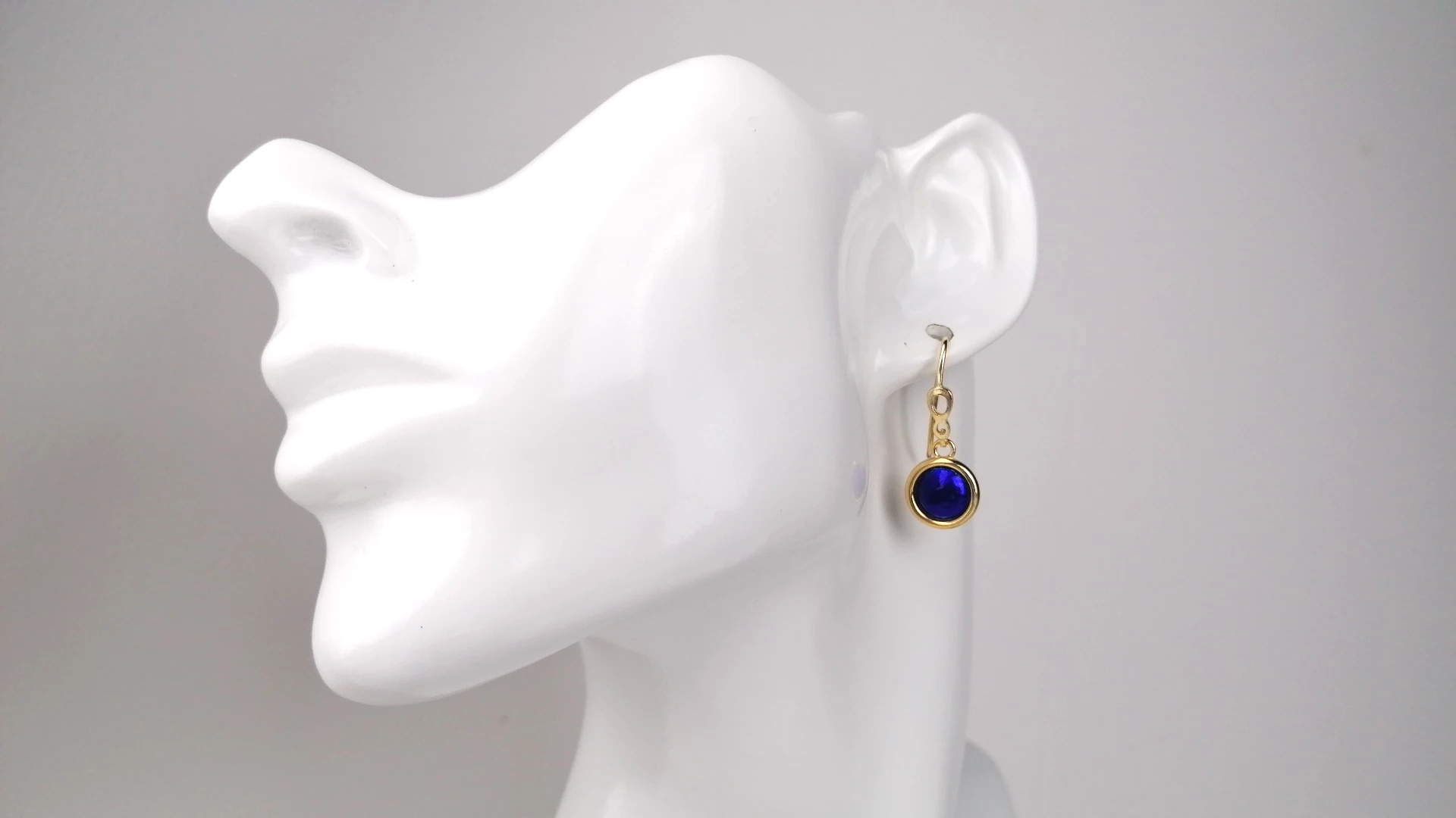 Boucles D'Oreilles Anciennes 2 En 1 - Plaqué Or, Émaux Brillants, Zircon, Occasion Très Bon État